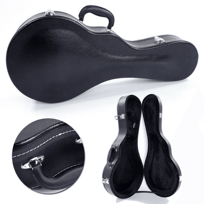 Glarry F-Style Mandolin Case – Microgroove Pattern, High-Class Leather, Black Hardshell Protection