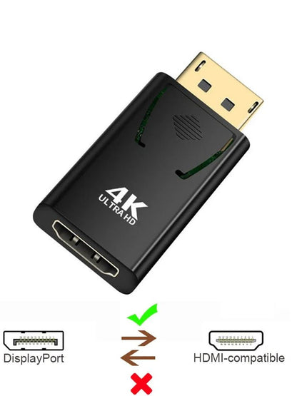 4K DisplayPort DP to HDMI Adapter DP Male to HDMI Female Video Audio Converter for TV Laptop Co