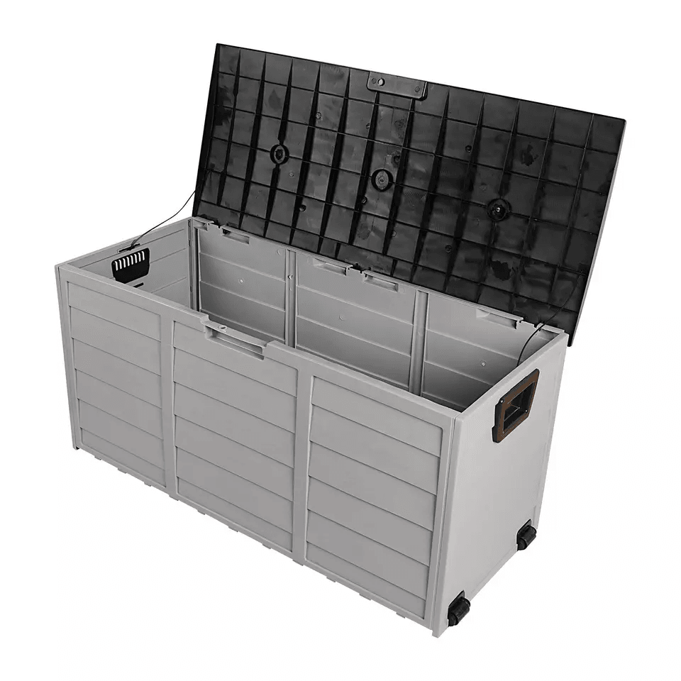 Garden Storage Box With Wheels Black Outdoor Tool Chest  Cushion Organizer 3