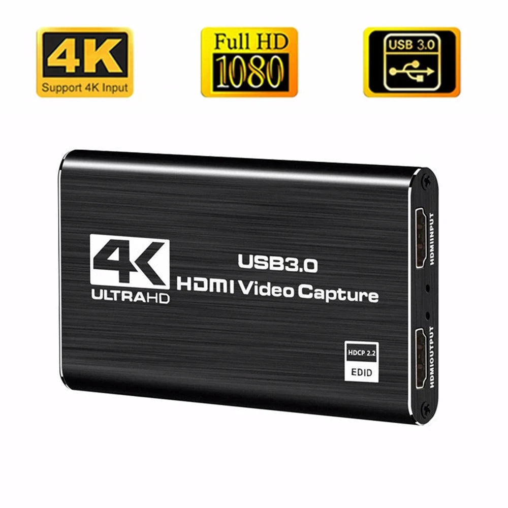 USB 30 4K 1080p 60fps Video Capture Card HD HDMI Recorder for Live Streaming  Gaming