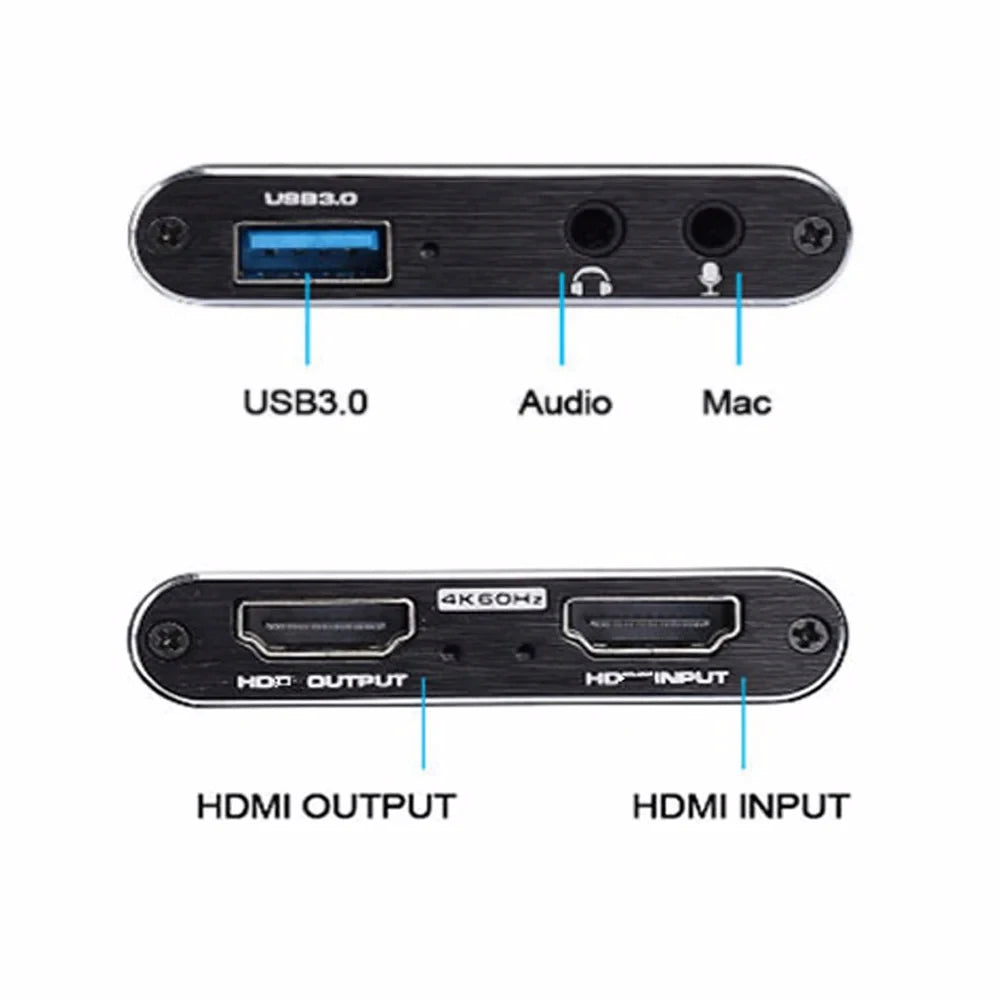 USB 30 4K 1080p 60fps Video Capture Card HD HDMI Recorder for Live Streaming  Gaming