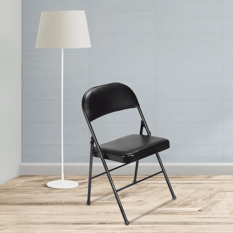 Black Padded Folding Chairs Durable Stackable Commercial Seating For Indoor  Outdoor Use 1