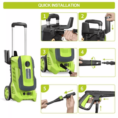 Electric High Pressure Washer Max QuickConnect Nozzles Telescopic Handle Foam Cannon Heavy Duty Pow