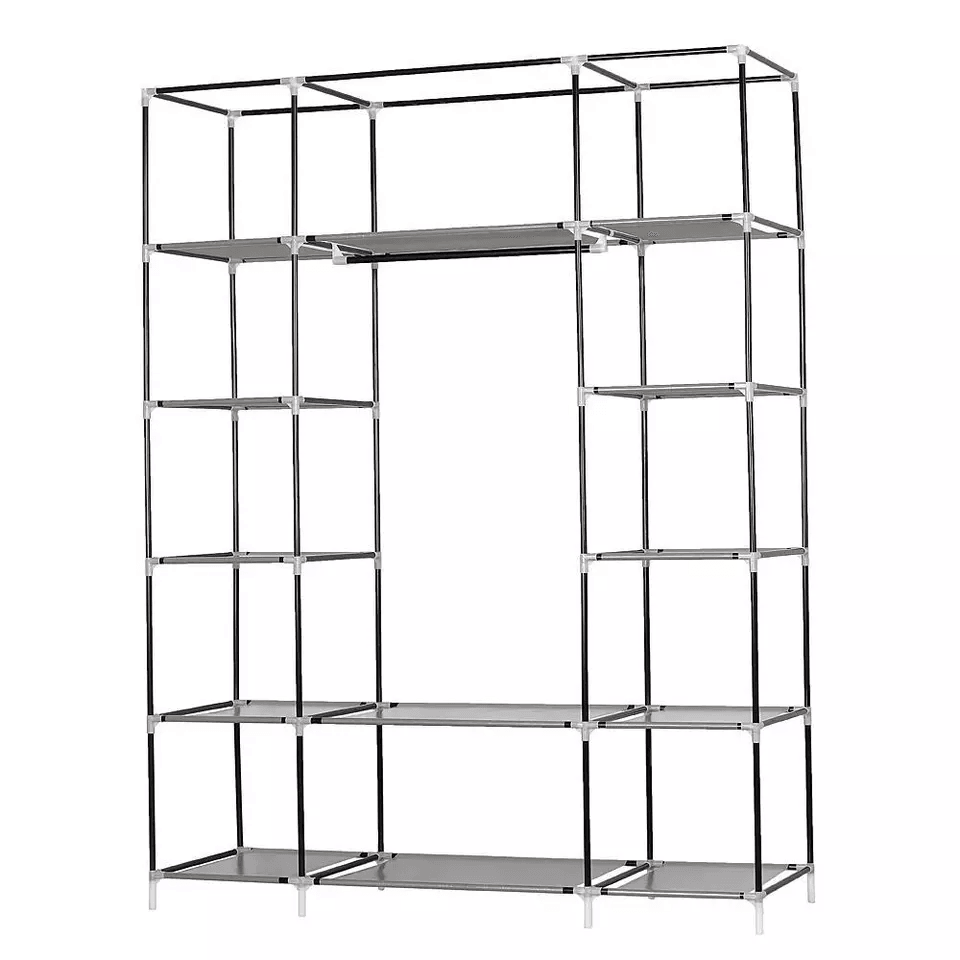Portable Closet Wardrobe Organizer With Shelves Clothes  Pants Rack Storage Solution 2