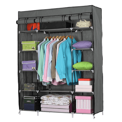 Portable Closet Wardrobe Organizer with Shelves, Clothes & Pants Rack Storage Solution