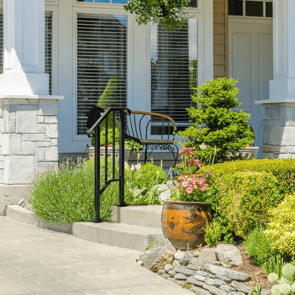 Iron Step Handrail Stair Railing For 12 Steps  Outdoor Deck Hand Rail Wrought Iron Safety Support 3