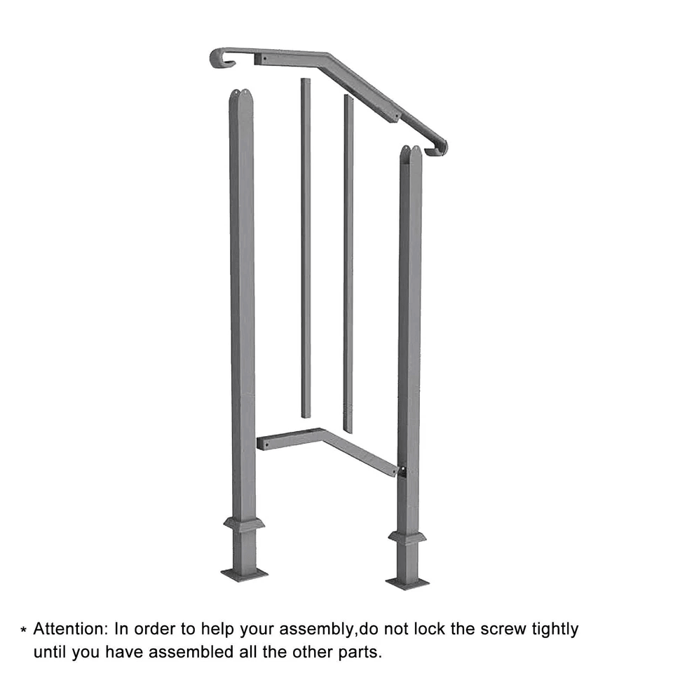 Iron Step Handrail Stair Railing For 12 Steps  Outdoor Deck Hand Rail Wrought Iron Safety Support 5