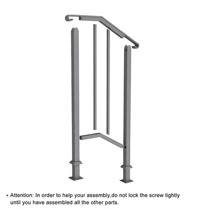 Iron Step Handrail Stair Railing For 12 Steps  Outdoor Deck Hand Rail Wrought Iron Safety Support 5