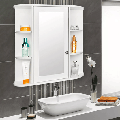 Wall Mounted Bathroom Medicine Cabinet with Mirror Door and Adjustable Shelf, White Storage Organizer for Small Spaces