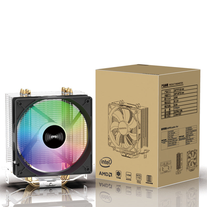 CPU Cooler with 4 Heat Pipes 3PIN PWM Silent RGB Fan Compatible with Intel  AMD