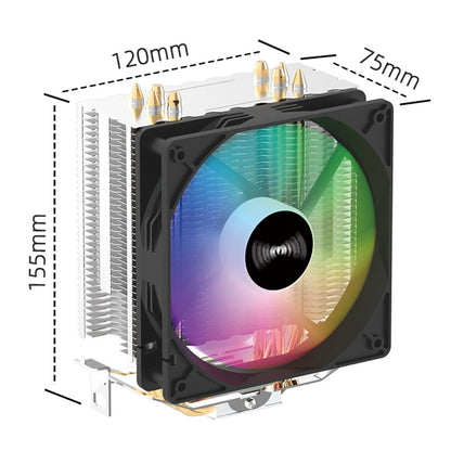 CPU Cooler with 4 Heat Pipes 3PIN PWM Silent RGB Fan Compatible with Intel  AMD