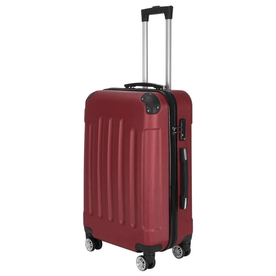 Wine Red 3Piece Luggage Set  ABS Hard Shell Trolley Suitcases With TSA Lock Spinner Wheels CarryOn  2