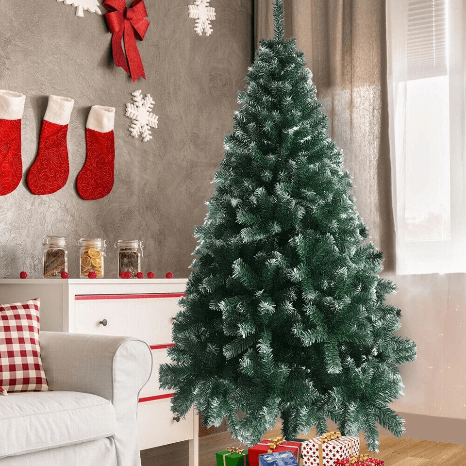 Artificial Christmas Tree Green  White Fir With Sturdy Base Lifelike Holiday Home Decor 1