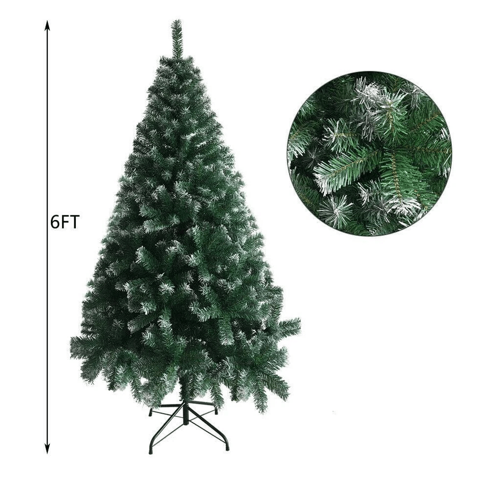 Artificial Christmas Tree Green  White Fir With Sturdy Base Lifelike Holiday Home Decor 3
