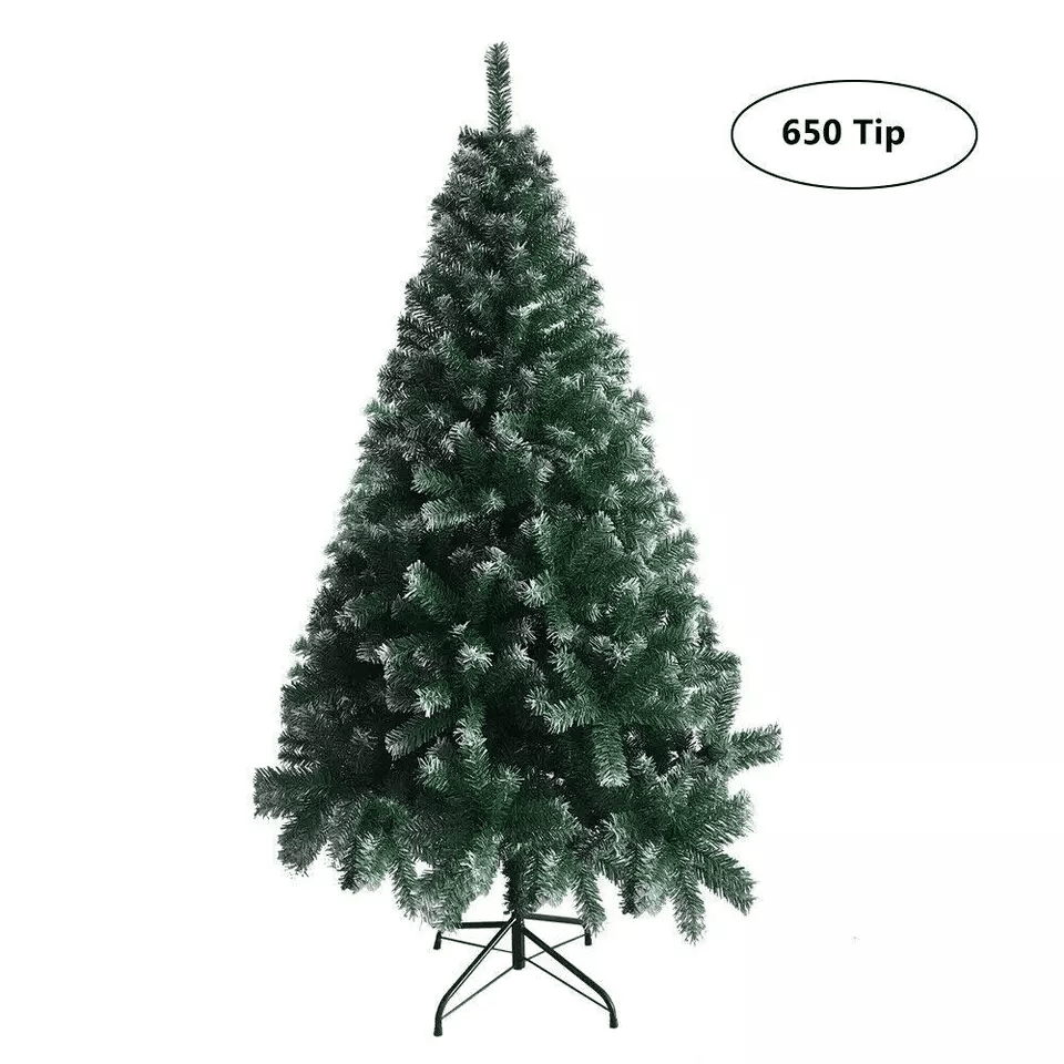 Artificial Christmas Tree Green  White Fir With Sturdy Base Lifelike Holiday Home Decor 2