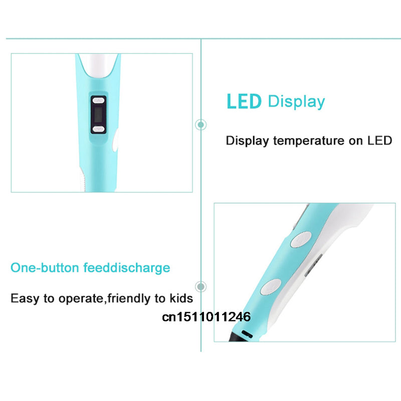 3D Pen with LCD Screen Safe PLA Drawing  Printing Pen for Kids DIY Art Perfect Christmas  Birthd