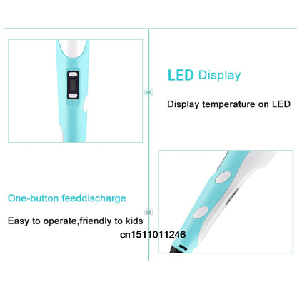 3D Pen with LCD Screen Safe PLA Drawing  Printing Pen for Kids DIY Art Perfect Christmas  Birthd