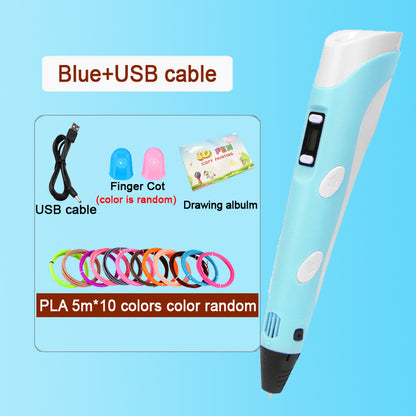 3D Pen with LCD Screen Safe PLA Drawing  Printing Pen for Kids DIY Art Perfect Christmas  Birthd