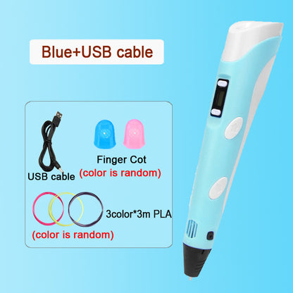 3D Pen with LCD Screen Safe PLA Drawing  Printing Pen for Kids DIY Art Perfect Christmas  Birthd