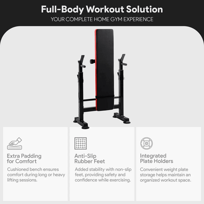 BalanceFrom Adjustable Workout Station With Squat Rack Multifunctional Home Gym Bench For Strength  4