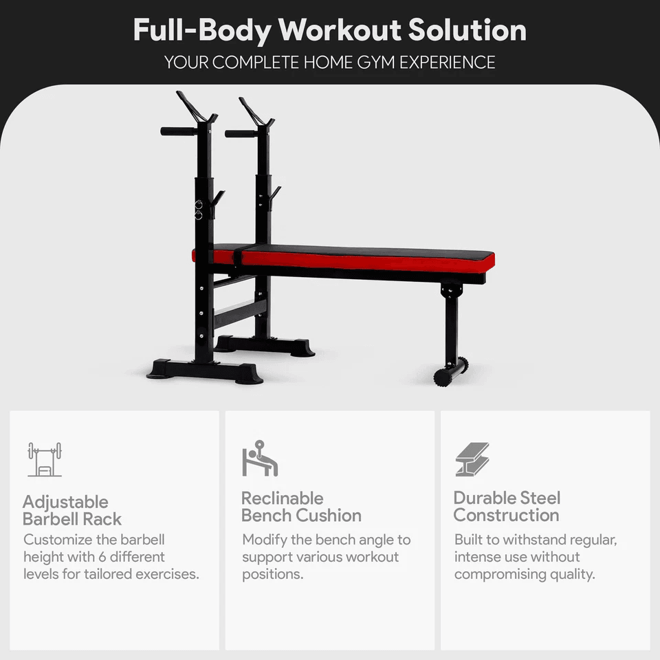 BalanceFrom Adjustable Workout Station With Squat Rack Multifunctional Home Gym Bench For Strength  5