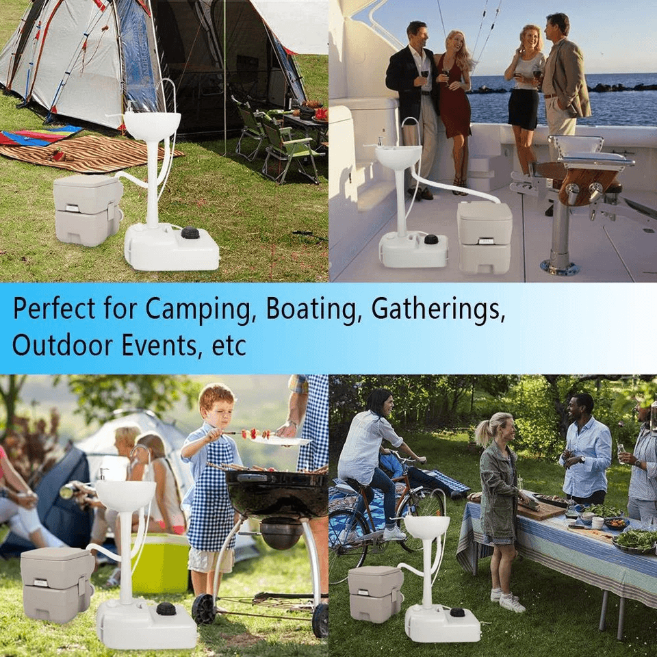 Removable Camping Sink Wash Basin With Recovery Tank Portable Flush Toilet Hand Washing Station For 6