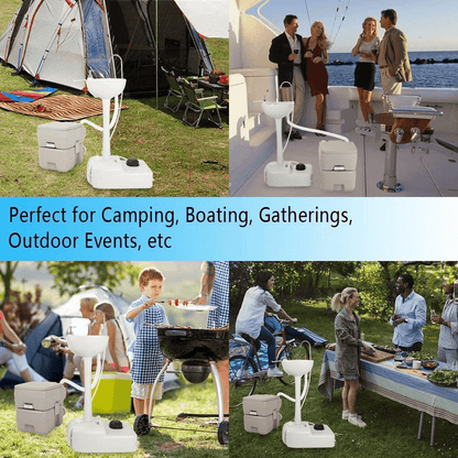 Removable Camping Sink Wash Basin With Recovery Tank Portable Flush Toilet Hand Washing Station For 6