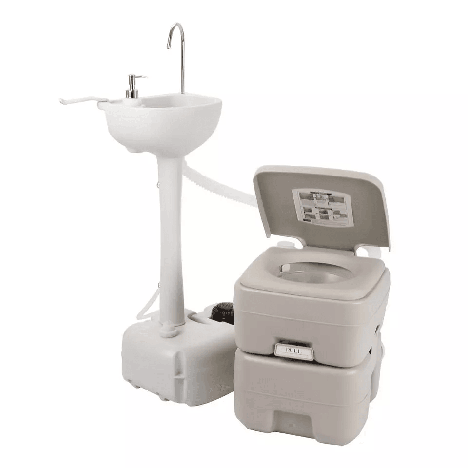 Removable Camping Sink Wash Basin With Recovery Tank Portable Flush Toilet Hand Washing Station For 5