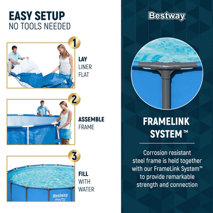Bestway Steel Pro MAX Round Above Ground Pool Complete Backyard Swimming Pool Kit With Pump Ladder  3