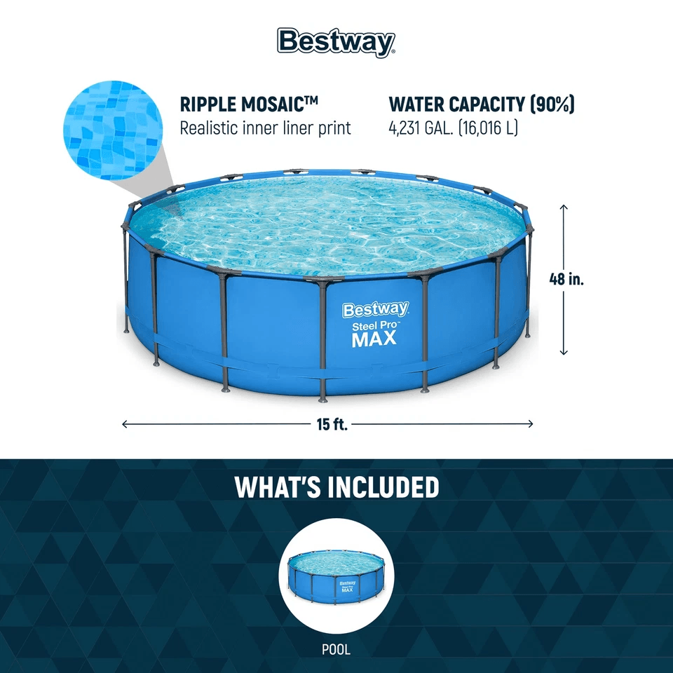 Bestway Steel Pro MAX Round Above Ground Pool Complete Backyard Swimming Pool Kit With Pump Ladder  2