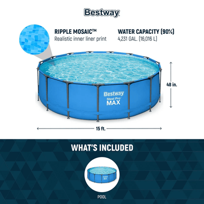 Bestway Steel Pro MAX Round Above Ground Pool Complete Backyard Swimming Pool Kit With Pump Ladder  2