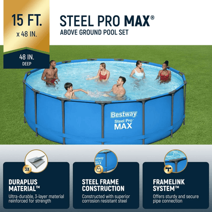 Bestway Steel Pro MAX Round Above Ground Pool Complete Backyard Swimming Pool Kit With Pump Ladder  1