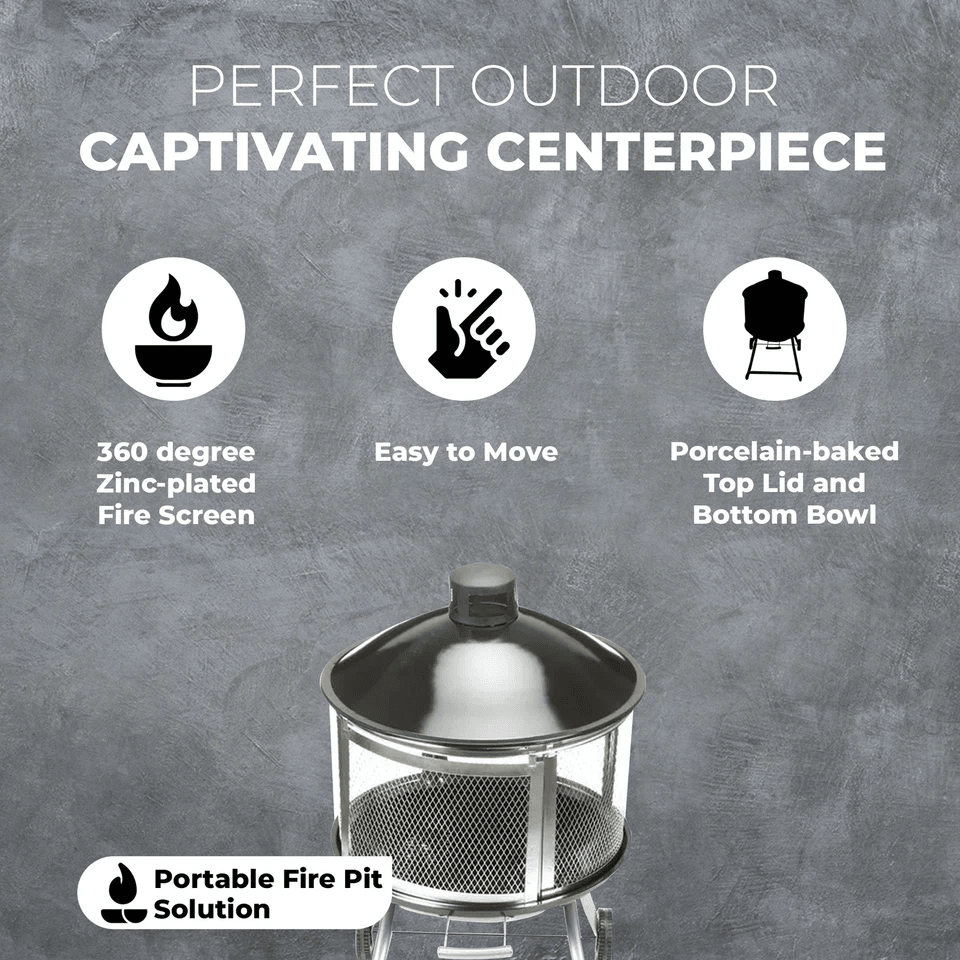 Four Seasons Courtyard Portable Fire Pit With Sliding Door Design Outdoor BBQ Grill With Screen Han 2