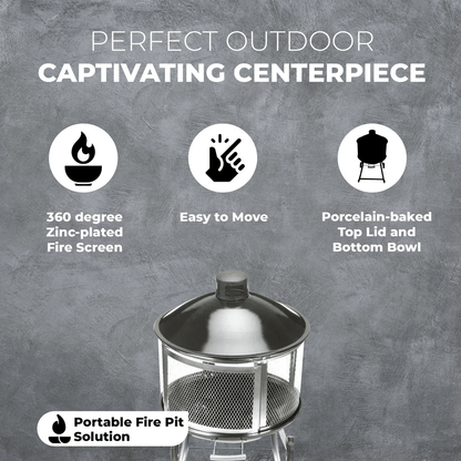 Four Seasons Courtyard Portable Fire Pit With Sliding Door Design Outdoor BBQ Grill With Screen Han 2