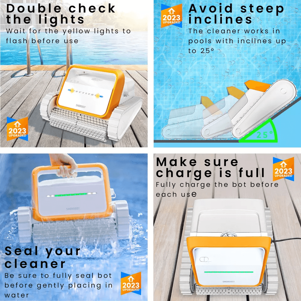 SMOROBOT Tank Cordless Robotic Pool Vacuum Rechargeable Cleaner For Inground Pools Wall  Waterline  4