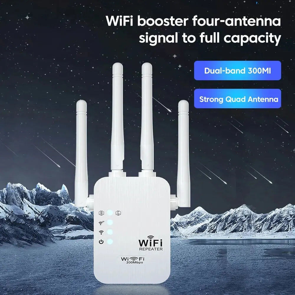 300Mbps 24G WiFi Repeater Long Range Wireless Extender Booster Router