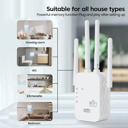 300Mbps 24G WiFi Repeater Long Range Wireless Extender Booster Router