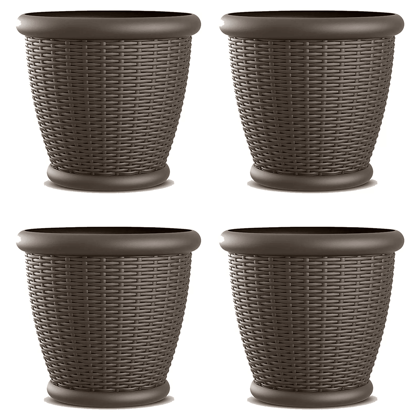 Suncast Willow 18" Decorative Wicker Patio Planter Pots Indoor, Outdoor Resin Flower Containers