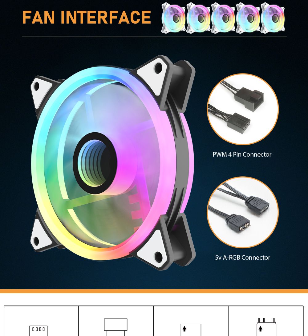 Clearance Aigo AF12 120mm RGB Case Fan Silent ARGB Cooling for PC  CPU Water Air Cooler