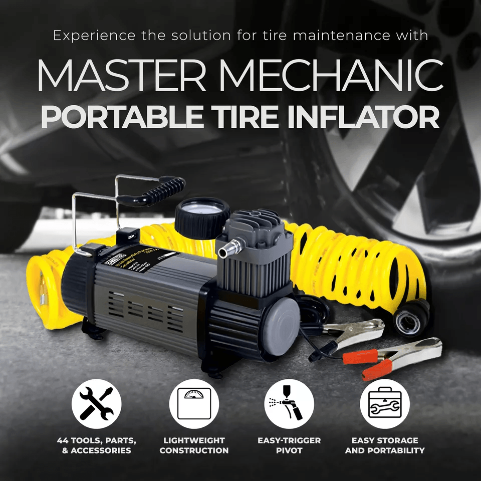 Heavy Duty Master Mechanic Tire Inflator Portable Air Compressor Kit 3