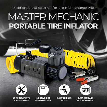 Heavy Duty Master Mechanic Tire Inflator Portable Air Compressor Kit 3