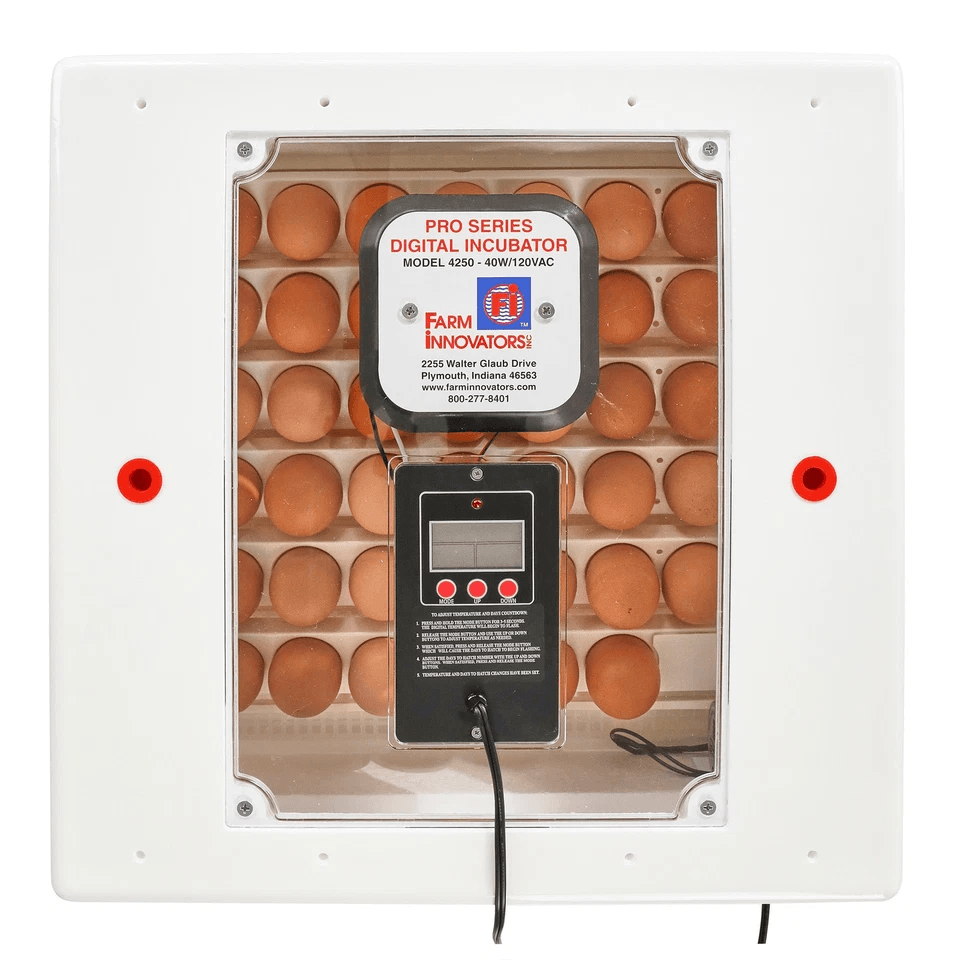 White Digital Air Incubator By Farm Innovators Automatic Egg Turner Egg Hatch LED Display  Candler  6