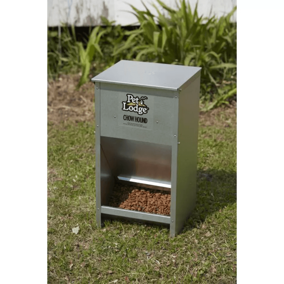 Pet Lodge Dry Food Automatic Steel Dog Feeder  Chow Hound 25 Lb Capacity ChewProof WallMountable 2