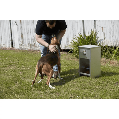 Pet Lodge Dry Food Automatic Steel Dog Feeder  Chow Hound 25 Lb Capacity ChewProof WallMountable 5