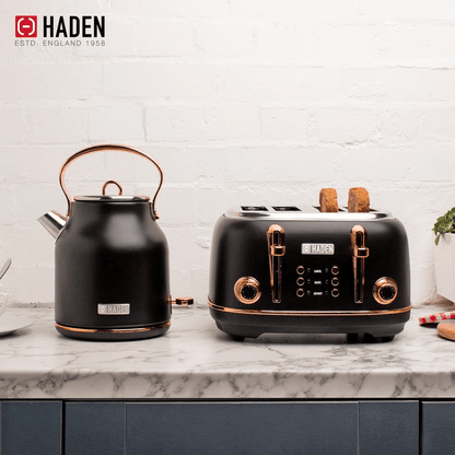 Haden Heritage Black  Copper Slice Toaster  Electric Kettle VintageInspired Stainless Steel Breakfa 4
