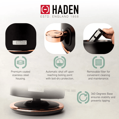 Haden Heritage Black  Copper Slice Toaster  Electric Kettle VintageInspired Stainless Steel Breakfa 1