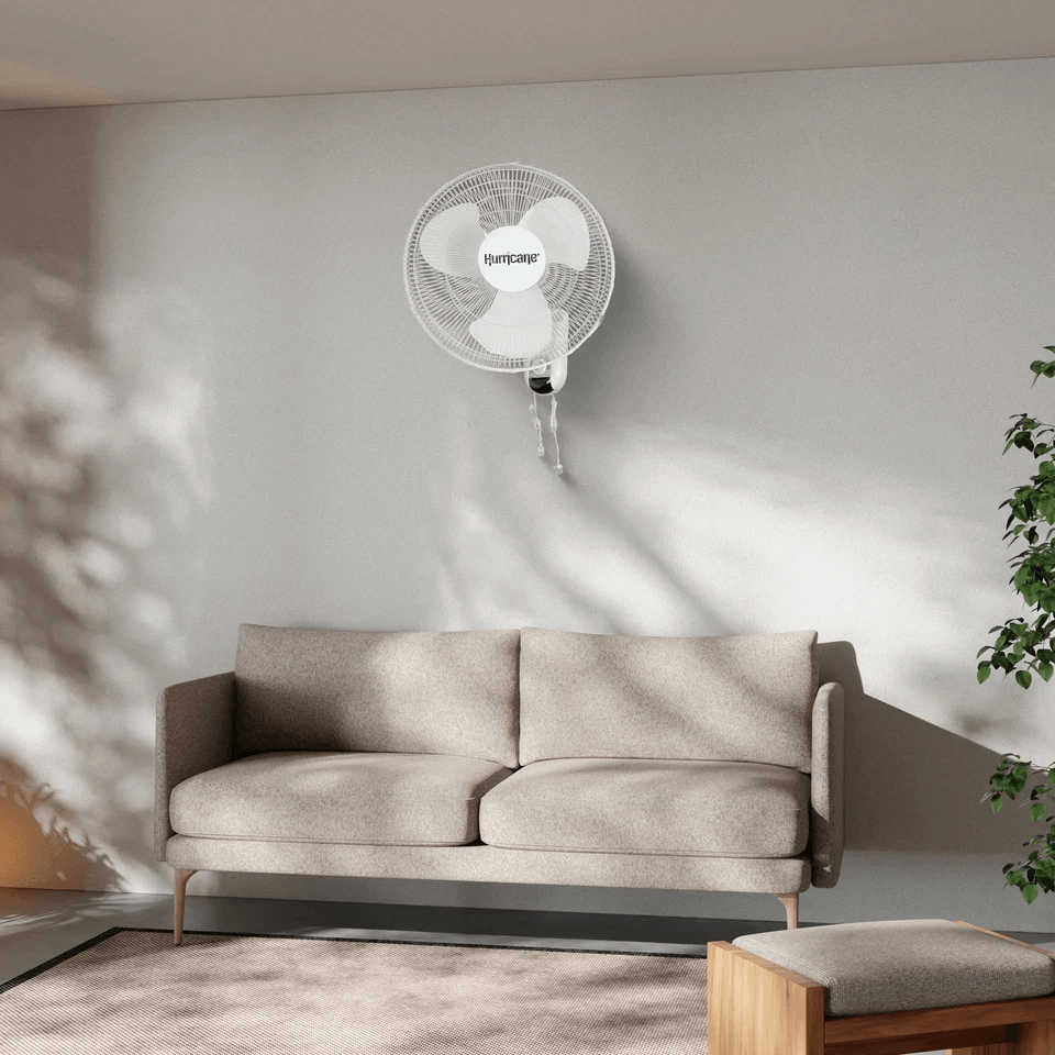 Wall Mounted Hurricane Classic Oscillating Fan Rotateable  Speed Pull Cord Control Quiet Motor For  2