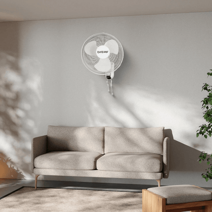 Wall Mounted Hurricane Classic Oscillating Fan Rotateable  Speed Pull Cord Control Quiet Motor For  2