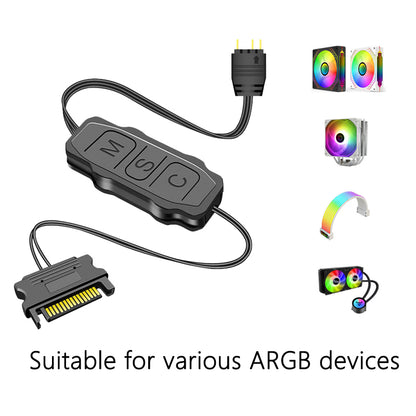 5V 3-Pin ARGB Controller with SATA Interface – PC Fan & LED Strip Light Extension Adapter