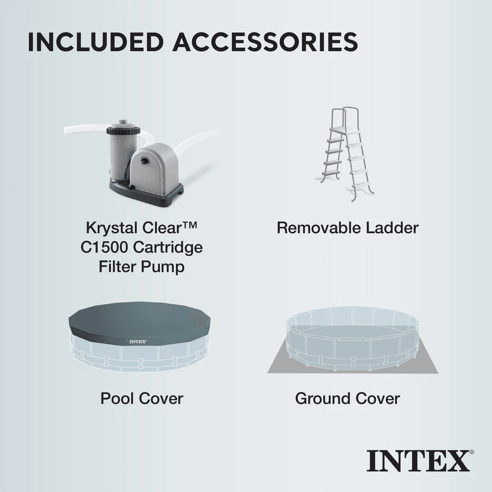 Intex Prism Frame Above Ground Swimming Pool Set With Filter Pump Durable Family Backyard Pool 2